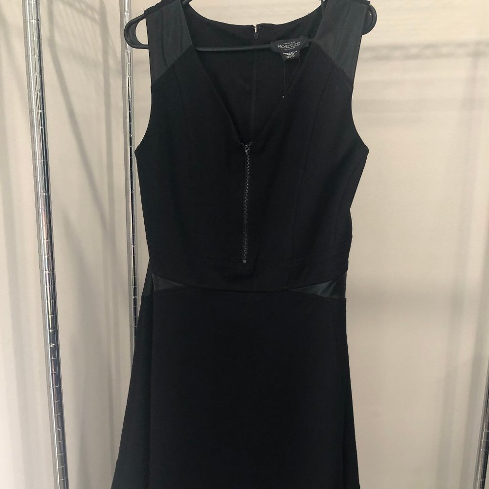 Michel Studio faux leather accent black dress